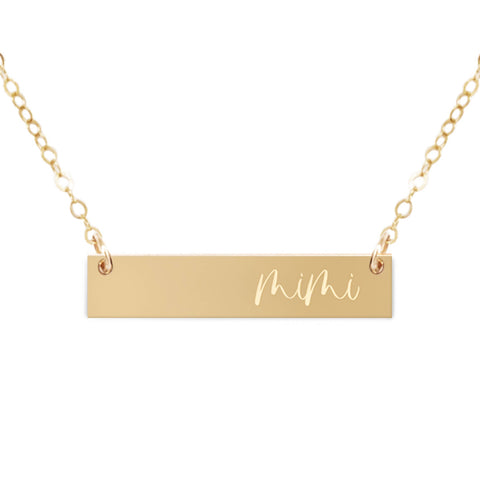 Zen and Zuri - Mimi Gold Filled Engraved Bar Necklace - Lulu Bella Boutique