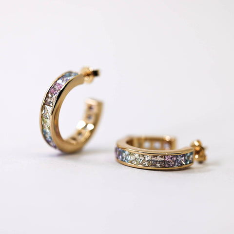 The Land of Salt - Pastel Ombre Hoop Earrings in Gold - Lulu Bella Boutique