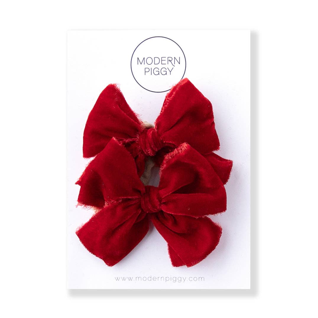 Crimson | Pigtail Set - Velvet Ribbon Bow