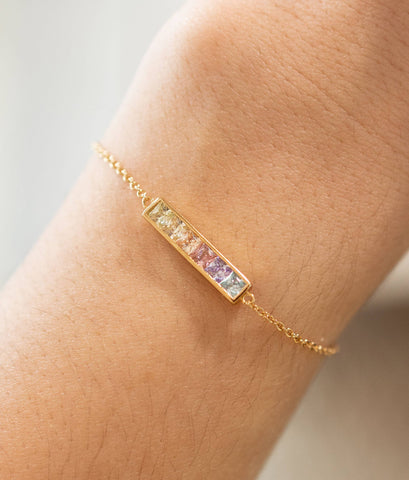 The Land of Salt - Pastel Ombre Bar Bracelet in Gold - Lulu Bella Boutique