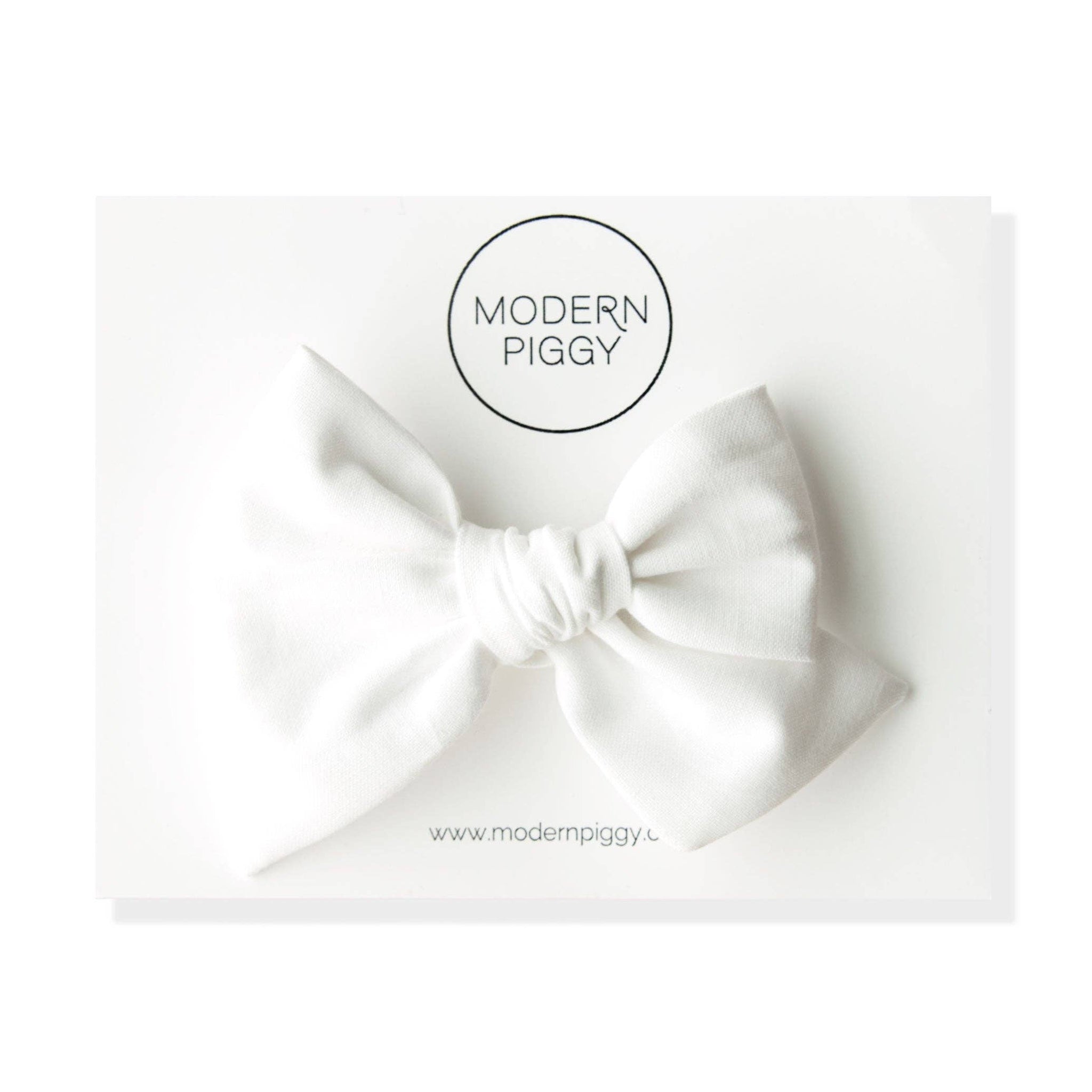 True White | Oversized Hand-tied Bow: Nylon Headband