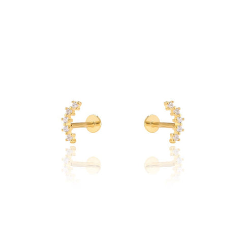 KIKICHIC - CZ Long Curved Line Screw Flat Back Earrings - Lulu Bella Boutique