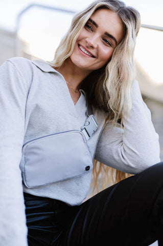 Madison Crossbody Belt Bag Fanny Pack in Grey - Lulu Bella Boutique