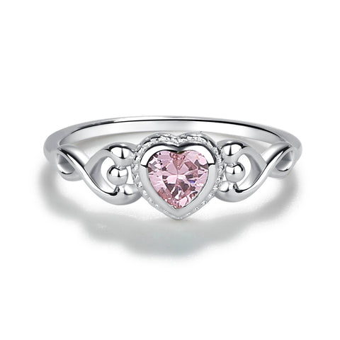 Cherished Moments - Sterling Silver Pink Heart Baby Ring for Kids Jewelry - Lulu Bella Boutique