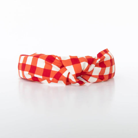 Modern Piggy - Red Gingham | Knotted Headband - Lulu Bella Boutique