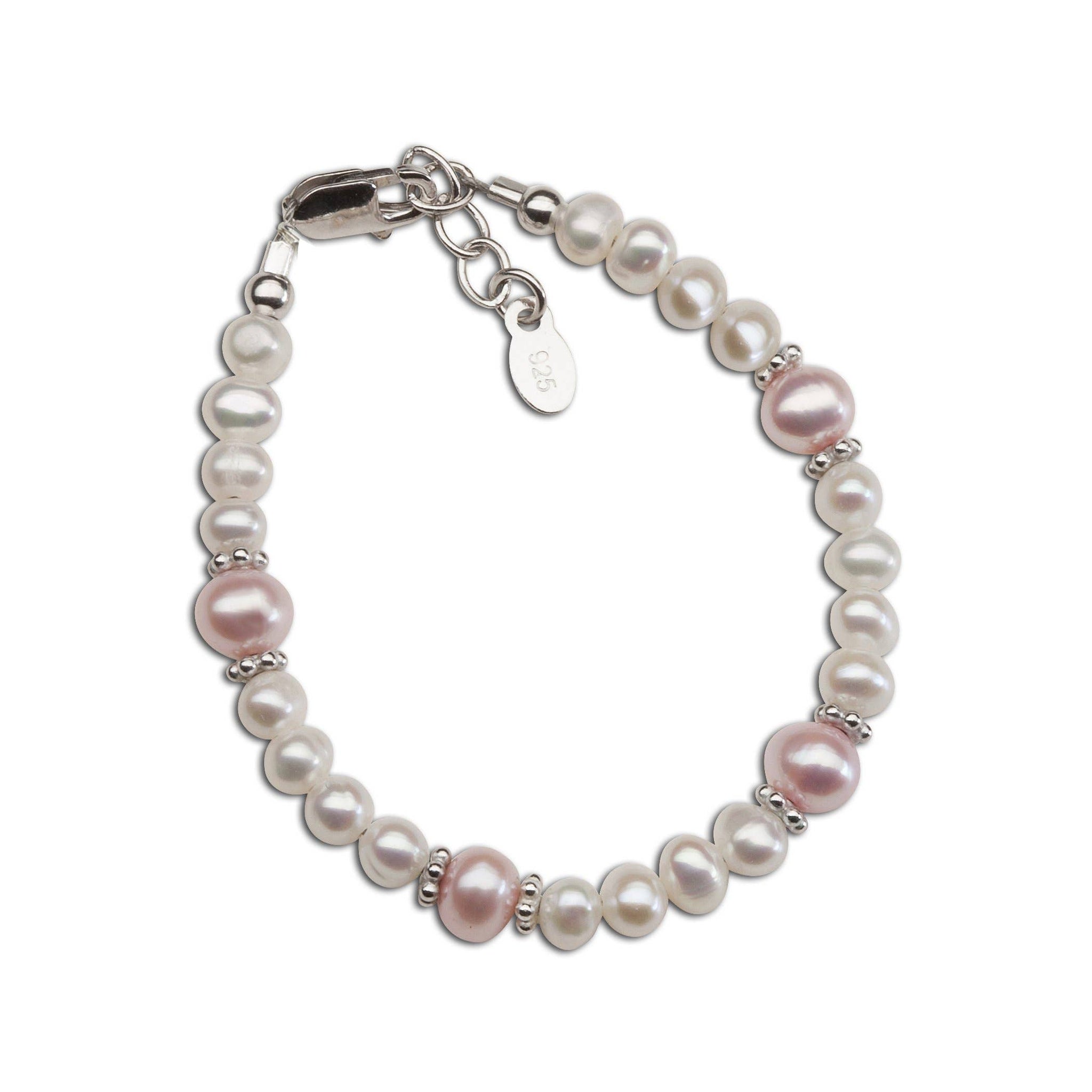 Girls Sterling Silver Pearl Baby Bracelet or Kids Jewelry - Lulu Bella Boutique