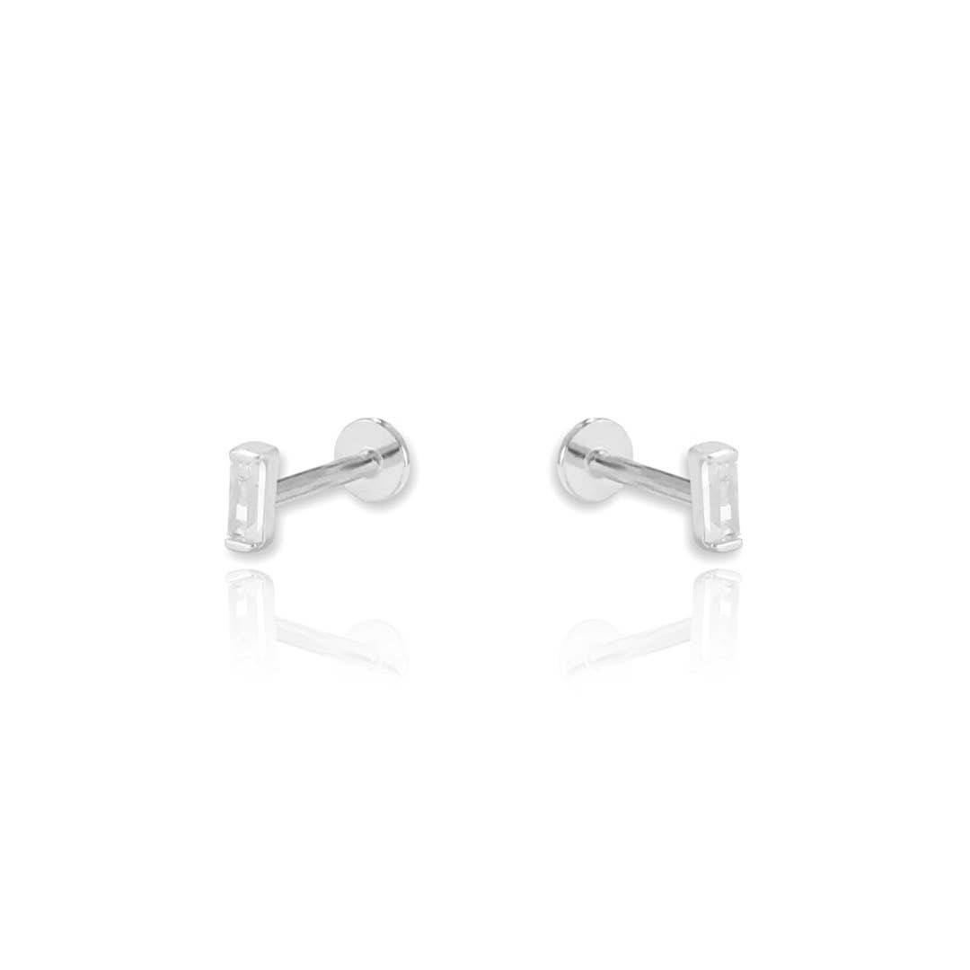 Baguette Screw Flat Back Cartilage Earrings