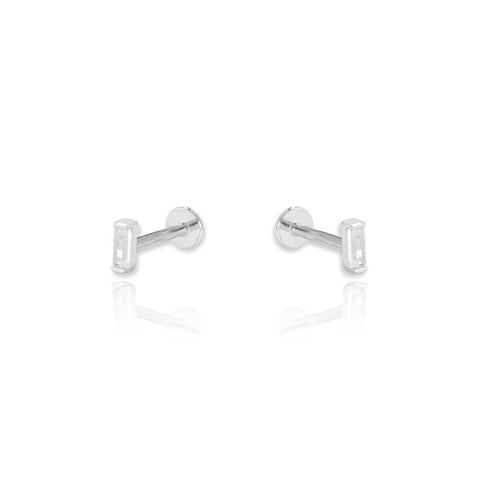 Baguette Screw Flat Back Cartilage Earrings