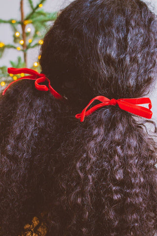 Scarlet Velvet Bow Hair Tie 2-pack - Lulu Bella Boutique