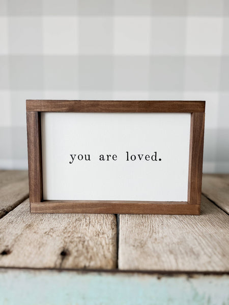 You Are Loved Wood Sign | Valentine's Day Home Decor: White / 12x8"