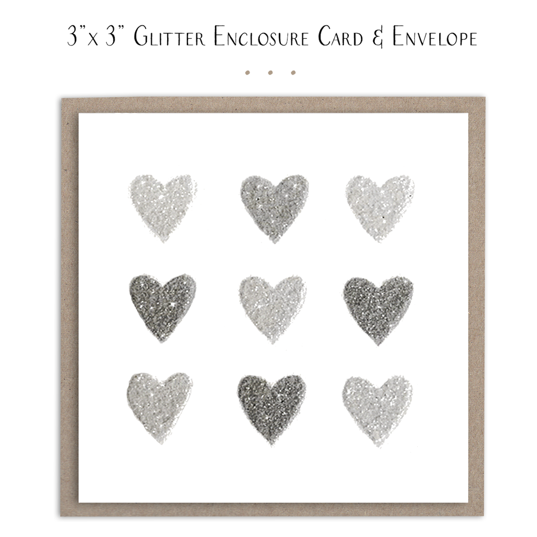Susan Case Designs - Nine Hearts Glitter Mini Card