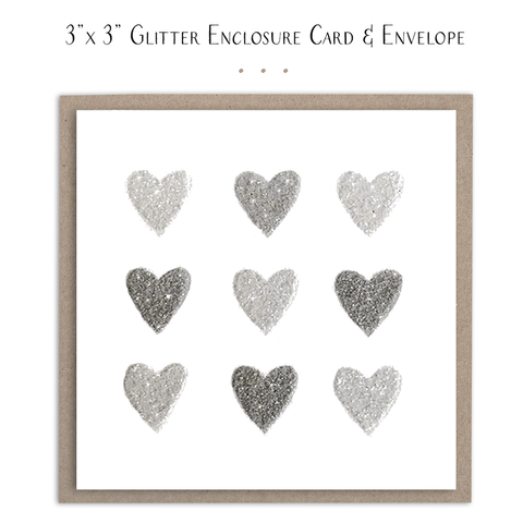 Susan Case Designs - Nine Hearts Glitter Mini Card - Lulu Bella Boutique