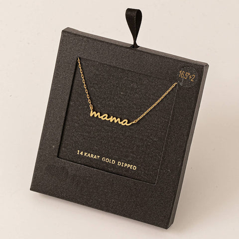 Fame Accessories - Secret Box Gold Dipped Dainty Mama Pendant Necklace - Lulu Bella Boutique