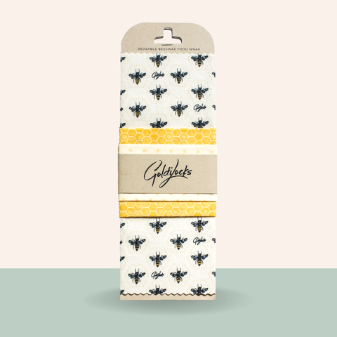 Reusable Beeswax Food Wraps: Honey Bees Set of 3: Wholesale - Lulu Bella Boutique