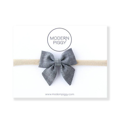 Modern Piggy - Chambray | Mini Piggy Bow - Lulu Bella Boutique
