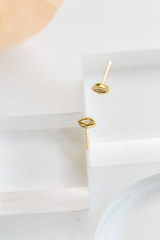 The Land of Salt - Marquise CZ Diamond Evil Eye Stud Earrings in Gold - Lulu Bella Boutique