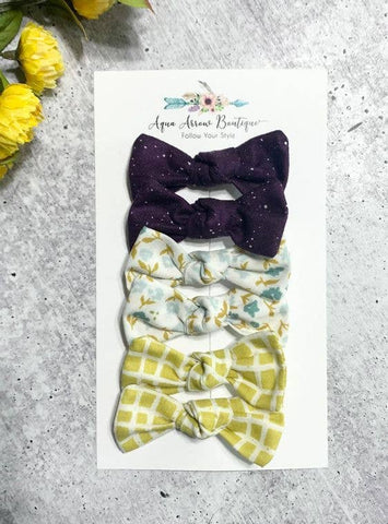Aqua Arrows - Hand Tied Mini Piggies Set - Midnight Sky - Lulu Bella Boutique