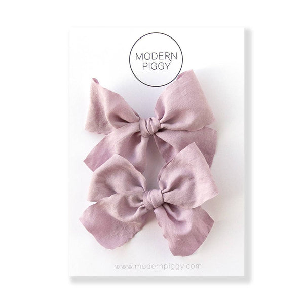 Smokey Lavender | Pigtail Set - Ribbon Bow