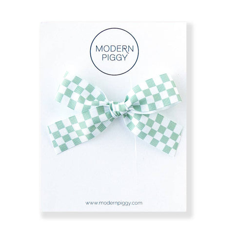 Modern Piggy - Basil Checkered | Ribbon Bow - Lulu Bella Boutique