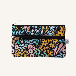 Black Floral Pencil Pouch