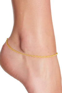 Zoey Simmons - 14k Gold Plated 2mm Cable Chain Anklet - GP