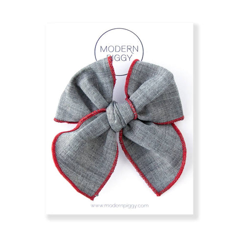 Modern Piggy - Chambray | Petite Party Bow - Lulu Bella Boutique