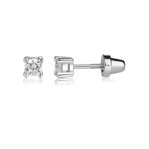 Cherished Moments - Sterling Silver Clear CZ Stud Earrings for Baby and Children - Lulu Bella Boutique