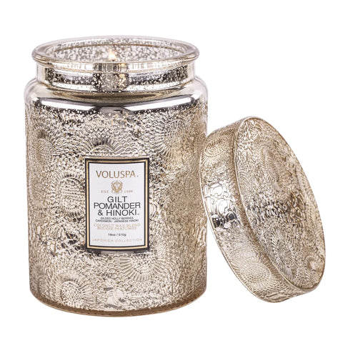 Voluspa Gilt Pomander & Hinoki Large Jar Candle - Lulu Bella Boutique
