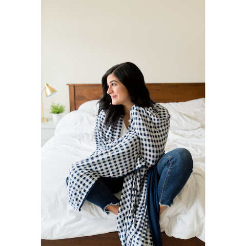 Gingham Adult Swaddle Blanket