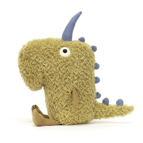 Jubjub Gookie has just woken up after a hundred-year sleep! Hailing from a distant jungle planet, this mossy, tufty, chunky chum proudly sports a sturdy, squishy nose and soft blue horn. Then there are those waggly, suedey legs and spiny, swishy tail. A loveably quirky cosmic character!