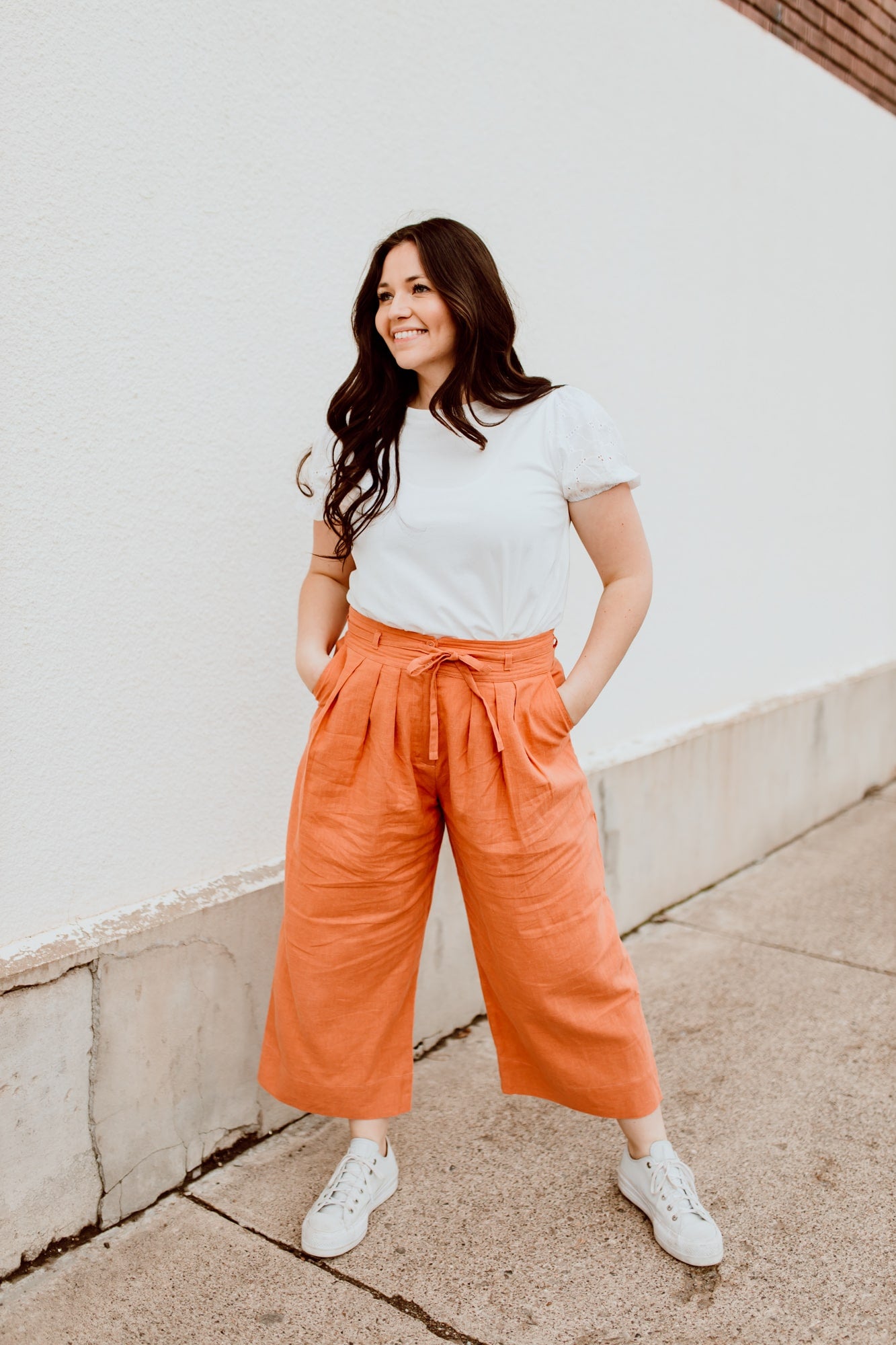 Sophina Wide Cropped Pants in Salmon