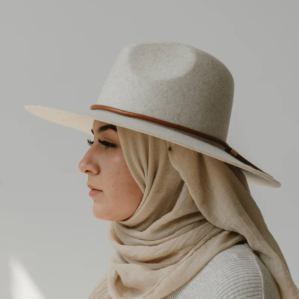 Gigi Pip Emma Wide Brim Fedora in Mix Ivory - Lulu Bella Boutique