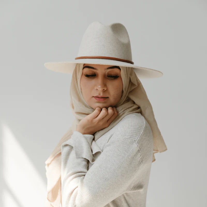 Gigi Pip Emma Wide Brim Fedora in Mix Ivory - Lulu Bella Boutique