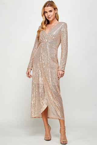 Hollywood Sequin Dress in Rose Gold