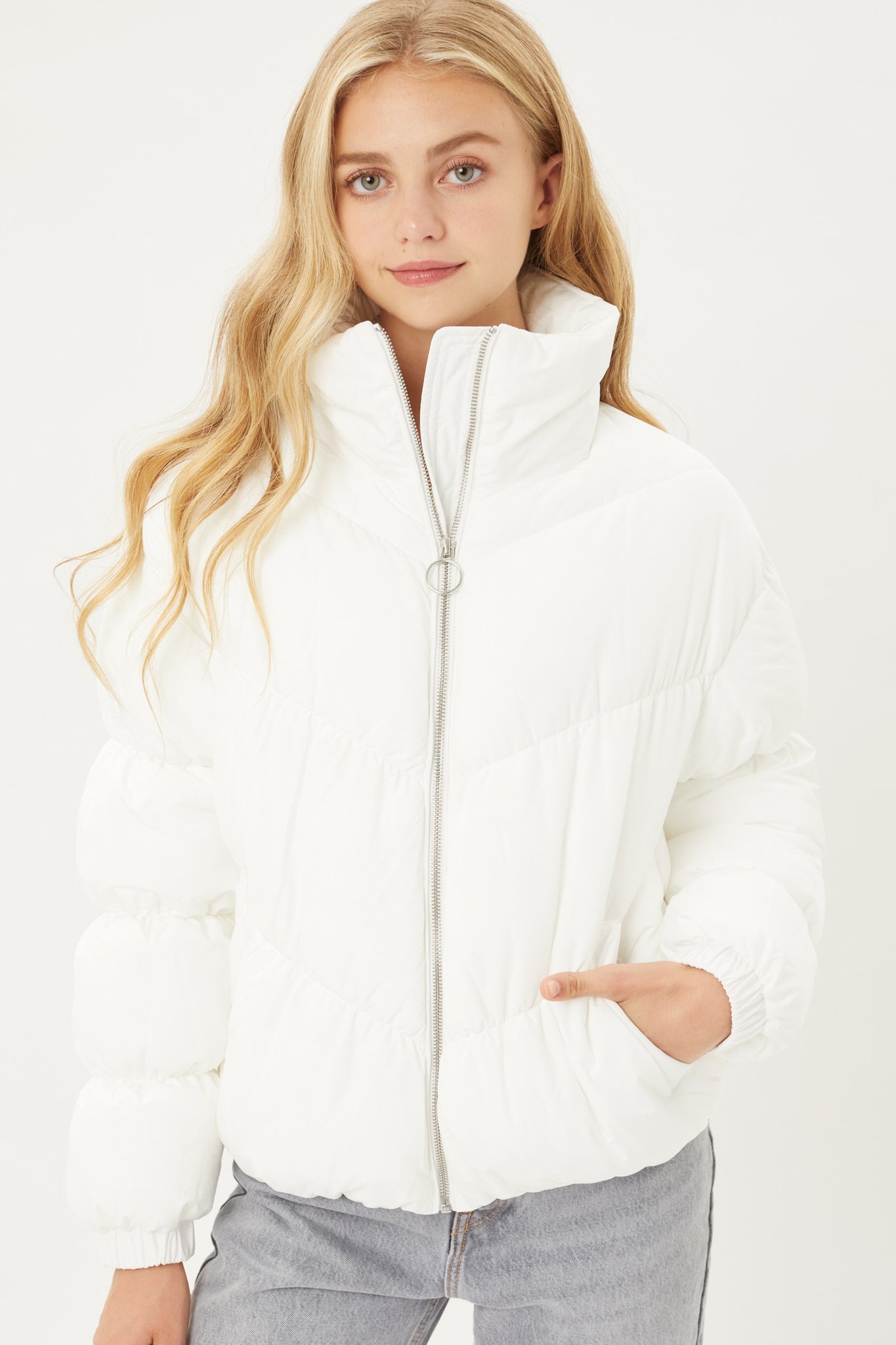 White Puffer Jacket - Hood Puffer Jacket - Removable Hood Jacket - Lulus