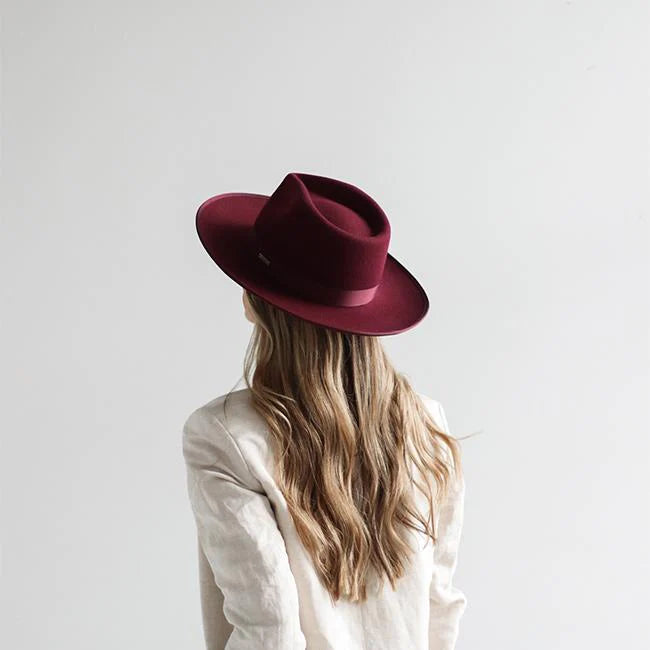 Gigi Pip Monroe Ranch Felt Hat in Wine | Lulu Bella Boutique display picture 3